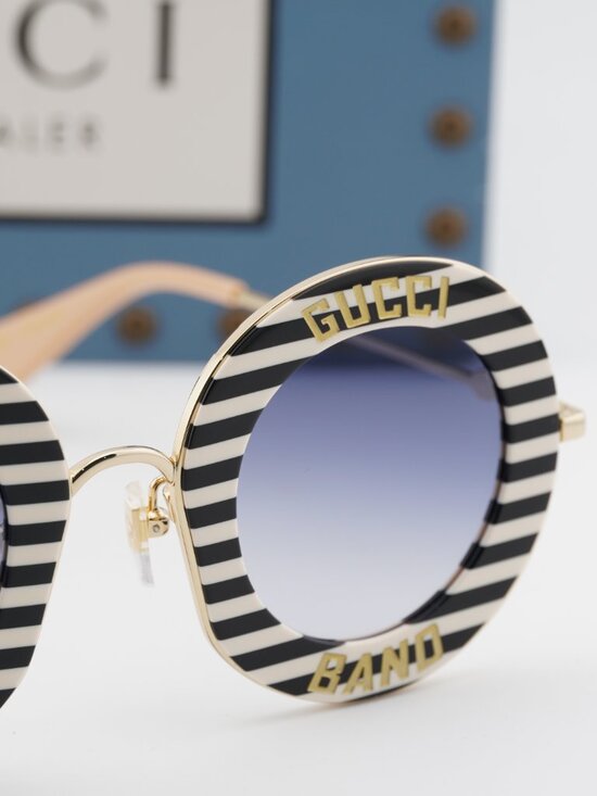 Gucci GG0113S 008 Round Sunglasses - Black\\Blue Gradient main image 11